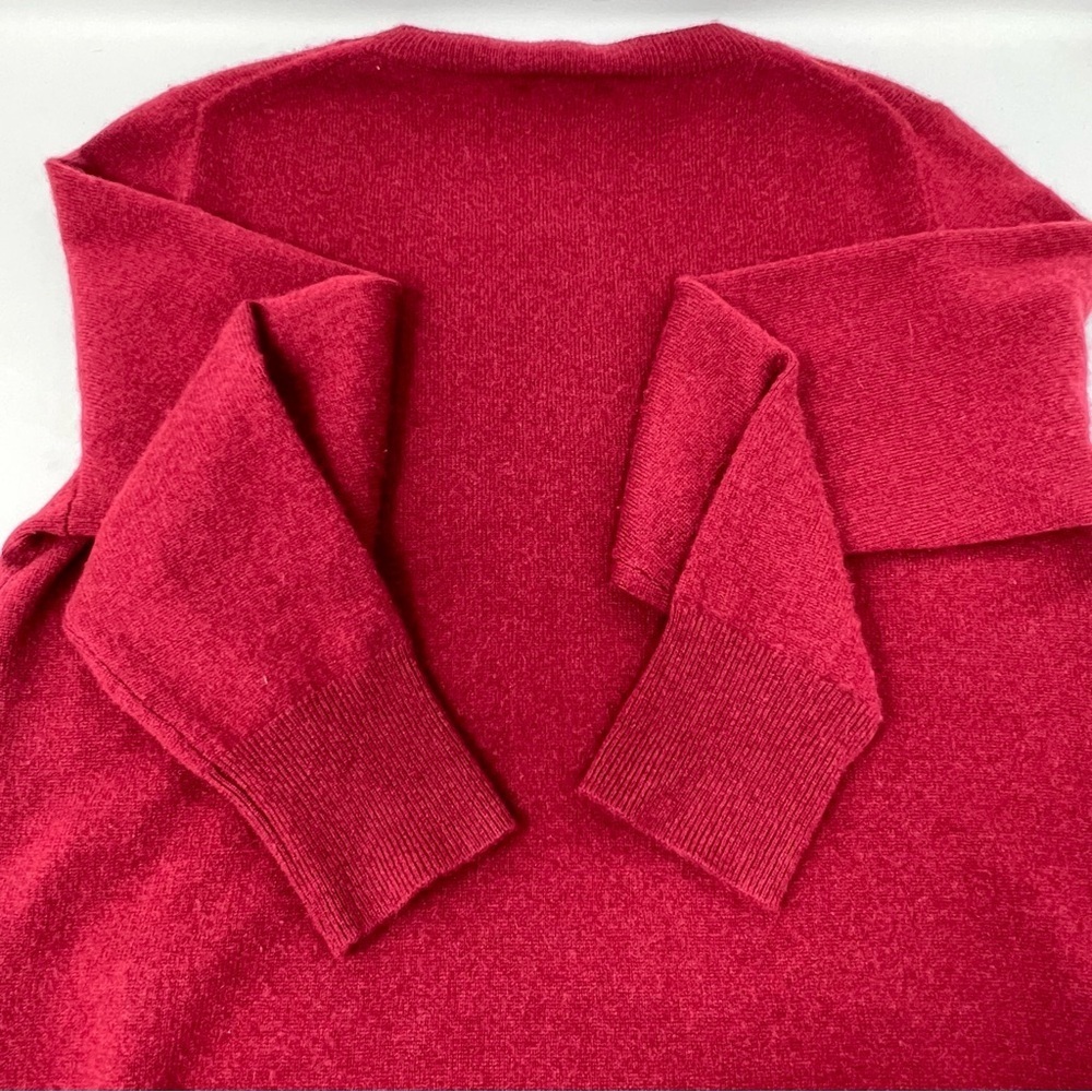 J Crew Womenโs Deep Ruby 100% Cashmere Crew Neck Sweater Size L Soft Layering - Picture 10 of 14